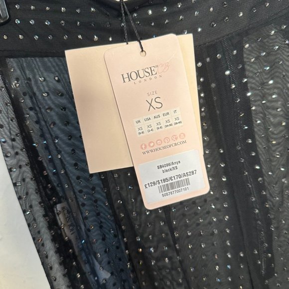 NWT House of CB Anya Pant w/ Crystal Embellishment Black See Through Size XS - Picture 2 of 7